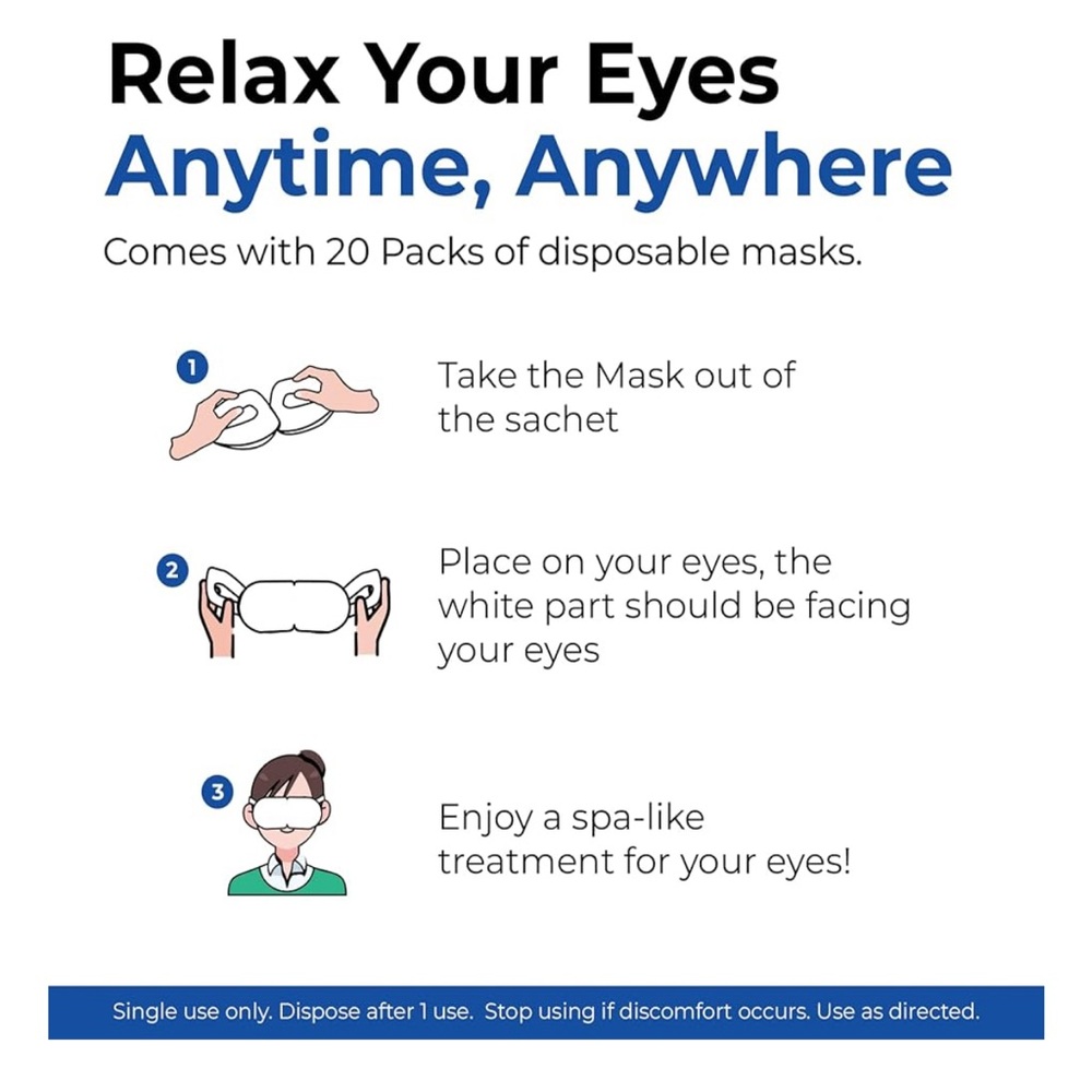 Monier Steam Eye Mask 20 Pack (2 Pack) - Picture 4 of 7
